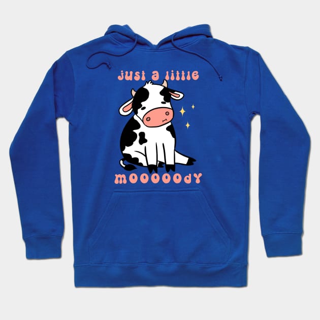 Just a little moody a cute and funny moody cow Hoodie by Yarafantasyart